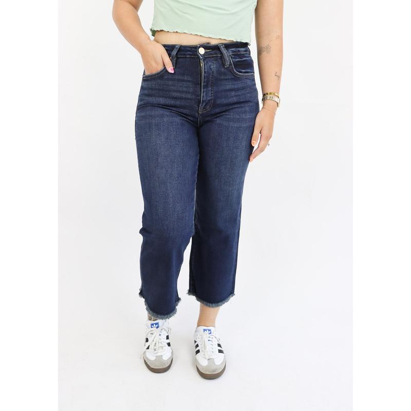 Tummy Control Crop Wide Leg Jeans by RFM 6