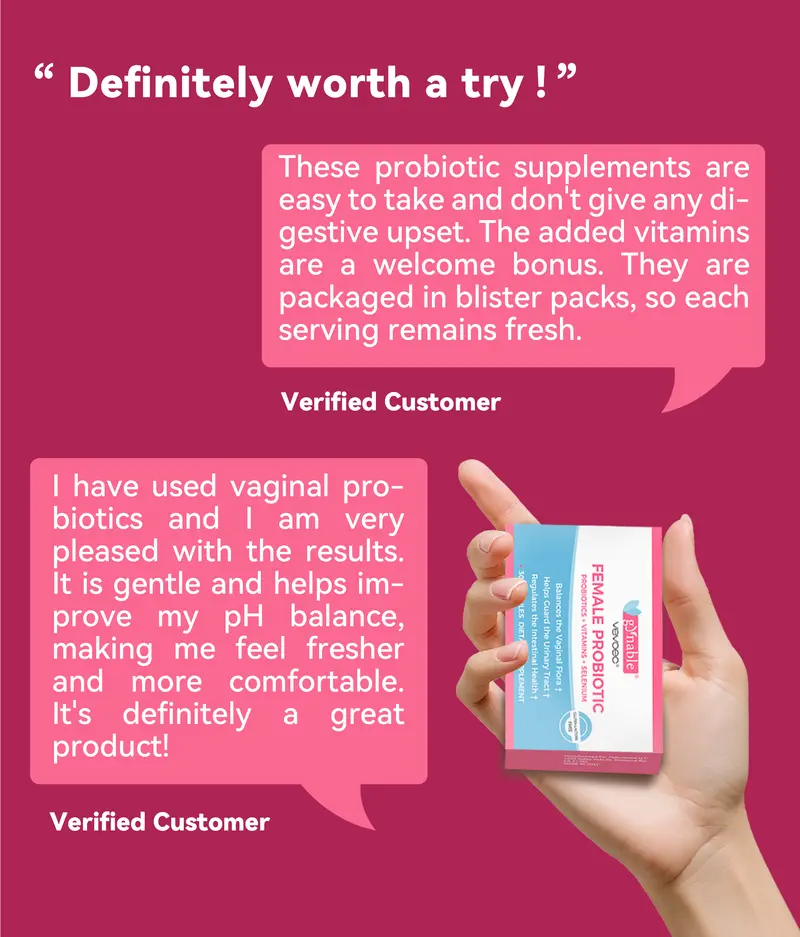 Product Introduction of Gynable female probiotics for HPV & Odor & Tightening & Moistening, women probiotics,hpv supplements for women, organic selenium+ probiotics+ vitamin C,D,folic acid, 5 billion cfu, 30 Count(Packof 1) 17