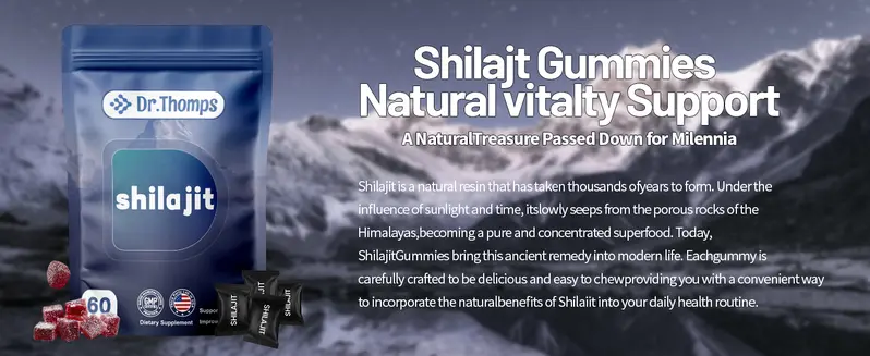 Product Introduction of Dr.Thomps Premium Gold Himalayan Shilajit Gummies I Lab Tested I Individually Packaged I Ashwagandha, 75%+ Fulvic Acid & 85+ Trace Minerals I for Men, Women I Non-GMO I 100% Natural & Organic 12