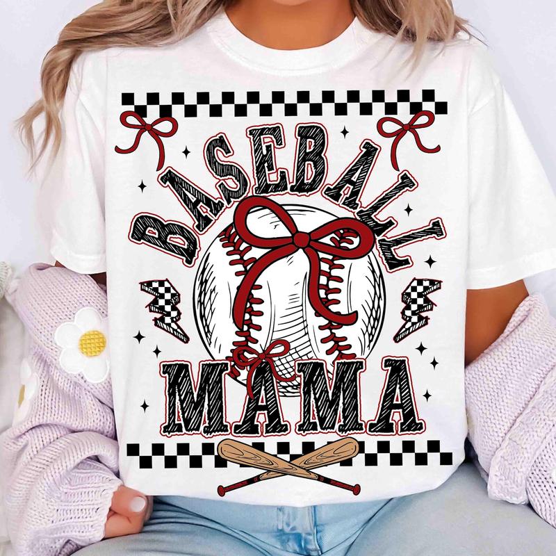 Baseball Checkered Mama Tee Baseball Checkered Mama Tee