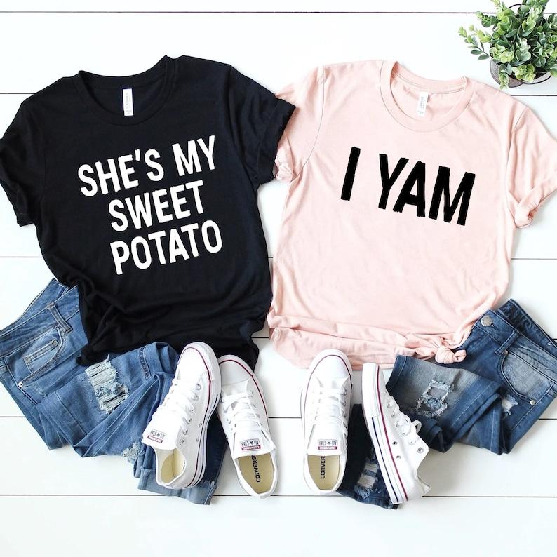 I Yam Funny Thanksgiving Halloween Matching Couple Gift T-Shirt I Yam Funny Thanksgiving Halloween Matching Couple Gift T-Shirt