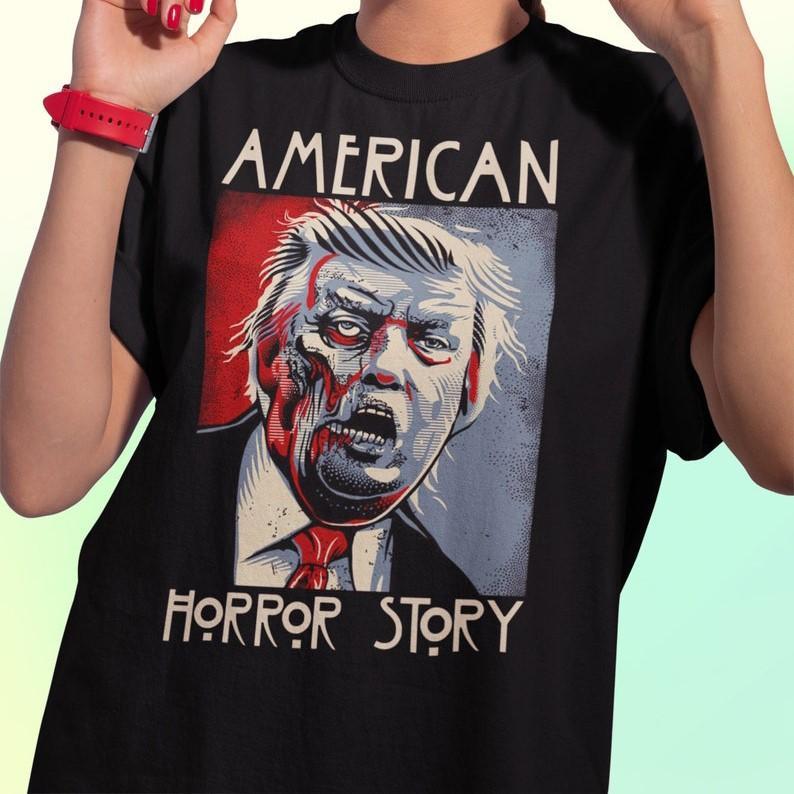 TikTok Shop MEFKTT Donald Trump American Horror Story Vintage T Shirt Donald Trump T Shirt Halloween T Shirt Zombie Donald trump T Shirt Horror Story T Shirt Gift For Her Gift For Him