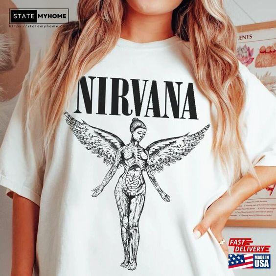 TikTok Shop: Nirvana Smile Face Unisex T- Shirt, Retro 90S Hoodie, Rock  Music Vintage Album SweatShirt, Gift For Fan