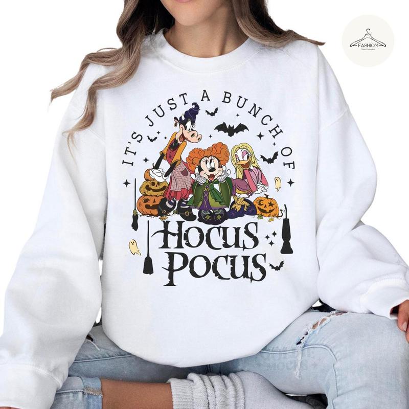 TikTok Shop DN Halloween Hocus Pocus Shirt Its Just A Bunch Of Hocus Pocus T shirt Sweatshirt Hoodie Every Size Available Colorful Range Trendy To Timeless SanTo Store Sweatshirt Hoodie Comfort