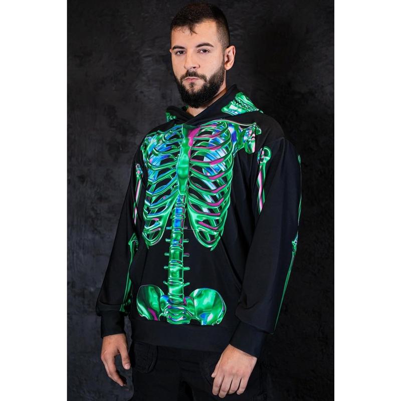 Green skeleton hoodie best sale