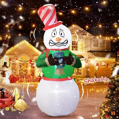 Snowman gingerbread penguin hot cocoa cup 6.5 ft cheapest tall Christmas inflatable