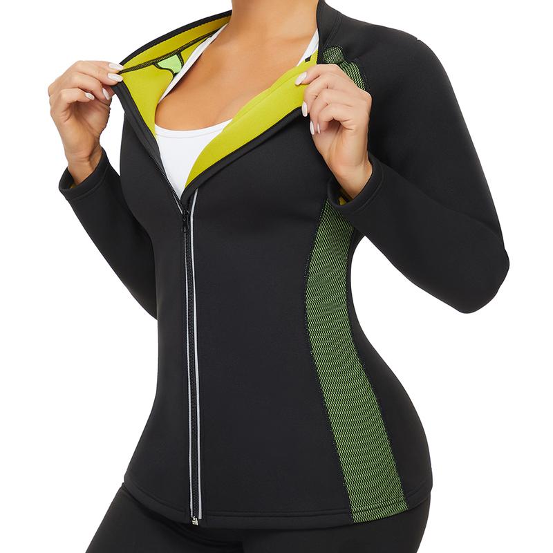 Women s Jacket for Weight Loss Long Sleeve Zipper Sweat Suit Sauna Suit for Women Sweat Top