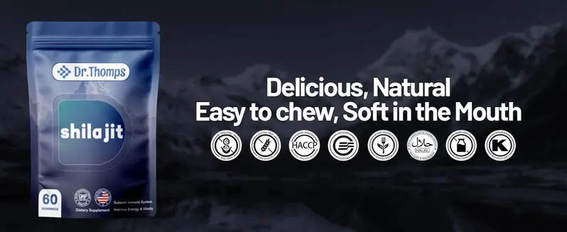 Product Introduction of Dr.Thomps Premium Gold Himalayan Shilajit Gummies I Lab Tested I Individually Packaged I Ashwagandha, 75%+ Fulvic Acid & 85+ Trace Minerals I for Men, Women I Non-GMO I 100% Natural & Organic 15