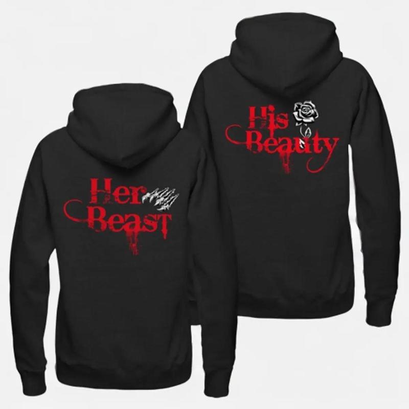 TikTok Shop Her Beast His Beauty Hoodies His And Her Hoodies Couple Hoodie Gift For Her Matching Couple Hoodies Sweatshirt Hoodie Comfort Colors