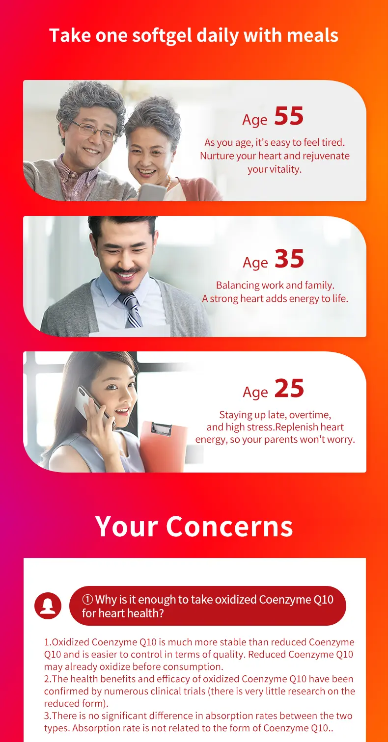 Product Introduction of MegaRed Health High-content Coenzyme Q10 Soft Capsule for Staying Up Late to Protect Heart and Myocardium 200mg*90 Pills/60Pills/30Pills Fathersdaygift Supplement Edible Vitamin Healthcare Dietary 7