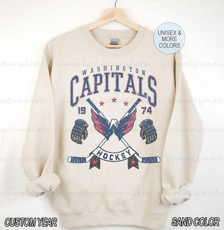 TikTok Shop Washington Capitals Sweatshirt Crewneck Vintage Capitals shirt Washington Hockey Fan shirt Hockey Tee Capitals Sweatshirt Retro Graphic Unisex Shirt Hoodie All Size Sweatshirt 4 Color