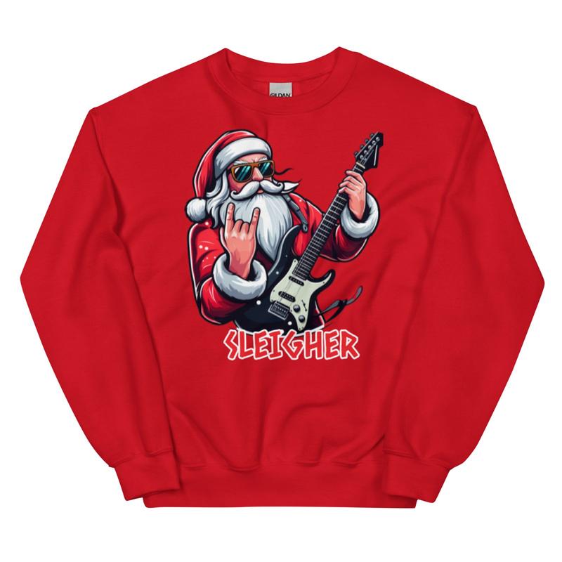 TikTok Shop SLEIGHER Christmas Jumper Santa s Rockin Guitar Edition A Must Have For Rock Fans