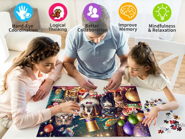 HUADADA 1000 Adult Puzzle Game "Pet Family", Holiday Gift Home Decoration, Family Games, Grandparent Brainstorming Jigsaw Puzzle 12 3cb477d6a4a643398261b8ddcd7bcd90~tplv omjb5zjo8w resize jpeg:800:600