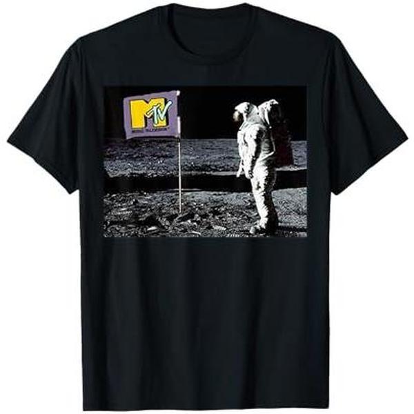 Mtv Man On The Moon Logo Flag Graphic T-Shirt Mtv Man On The Moon Logo Flag Graphic T-Shirt
