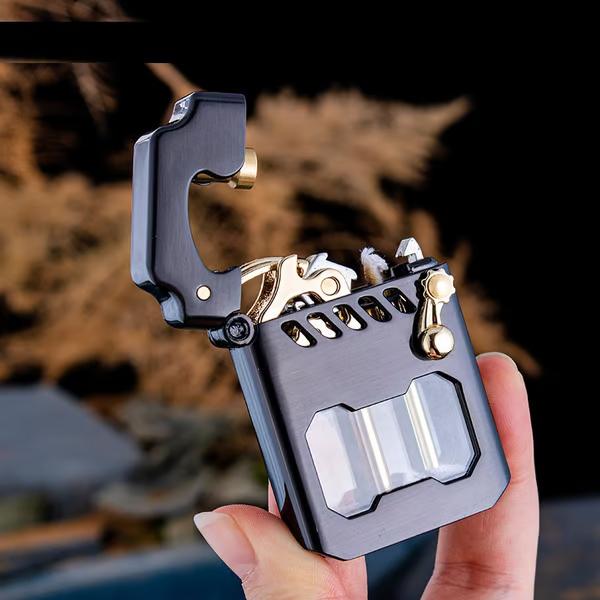Mecha Metal Rocker Lighter, Retro Transparent Oil Tank Metal Rocker ...