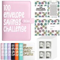 Dr.Love-[Upgraded version]100 Envelope Challenge Binder Money Saving Binder, Easy and Fun Way to Save $5,050, Cash Stuffing Binder Budget Planner Savings Challenge Book