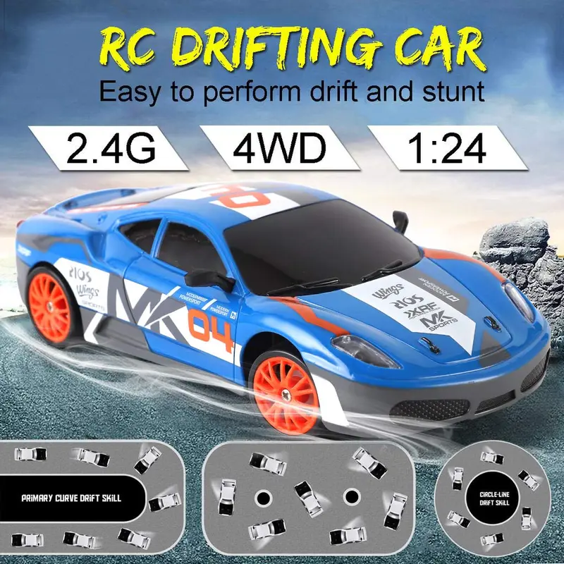 Remote Control Car RC Drift Car Valentine's Day Gift 2.4GHz 1:24 Scale 4WD 15KM/H High Speed Model Vehicle LED Lights Drifting Tire Racing Sport Toy Car for Adult Boy Girl Kid Gift 5