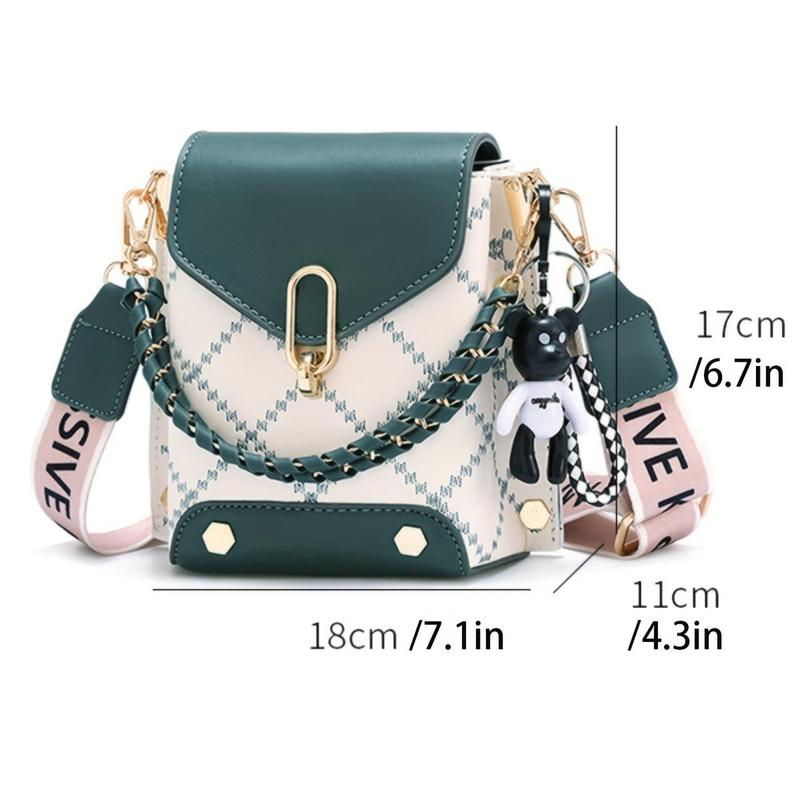 TikTok Shop Cross Body Women s Flap Mini Shoulder Purse Cute Purses Mini Plaid Crossbody Bag Wide Shoulder Strap Fashionable Bag Classic Shoulder Bag With With Chain Decor