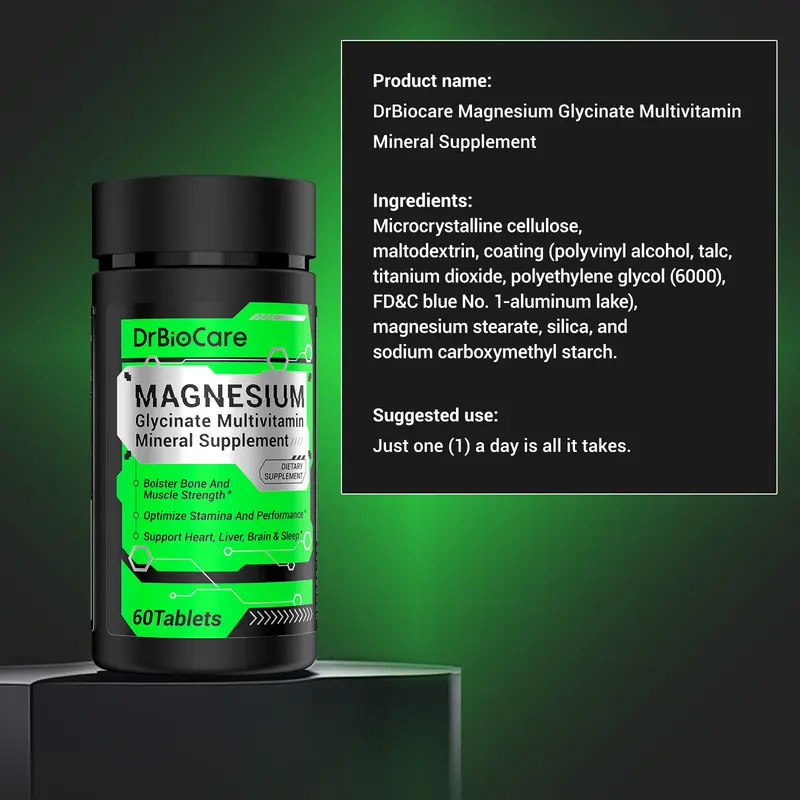 Product Introduction of DrBioCare Men's multivitamins Magnesium Glycinate, Contains Ashwagandha, Vitamin d3, Vitamin C, Turmeric ,Milk Thistle,Calcium ,Vitamin E 4