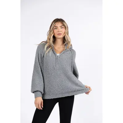 Quarter zip fuzzy sweater best sale