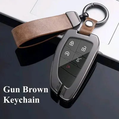 Chevrolet GMC [4-5] Series Key Fob Case - 5 Buttons - Tahoe Suburban Yukon Silverado 1500 Sierra - Handcrafted In USA | Leather Brut BG-Back Gate - Foto 5