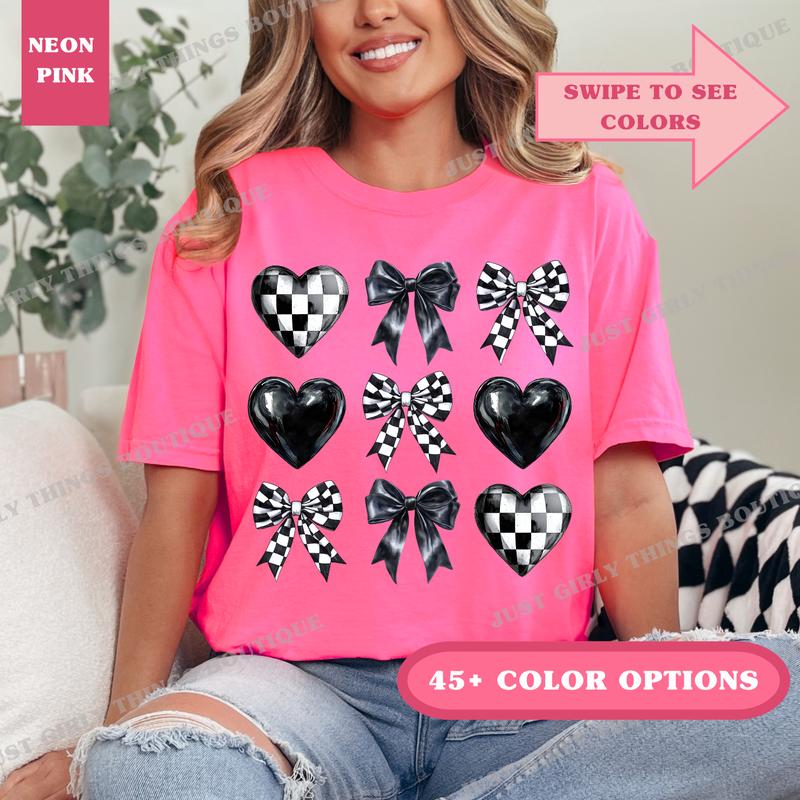 Checkered Hearts & Bows Tee Checkered Hearts & Bows Tee