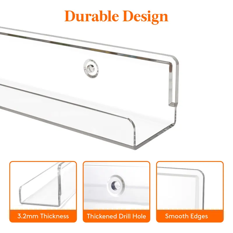 Lifewit Floating Shelves for Wall, Acrylic Shelf, Room Decor Bookcase/Vinyl Record/Photo/Picture in Bedroom, Living Room, Bathroom, Kitchen Storage 2