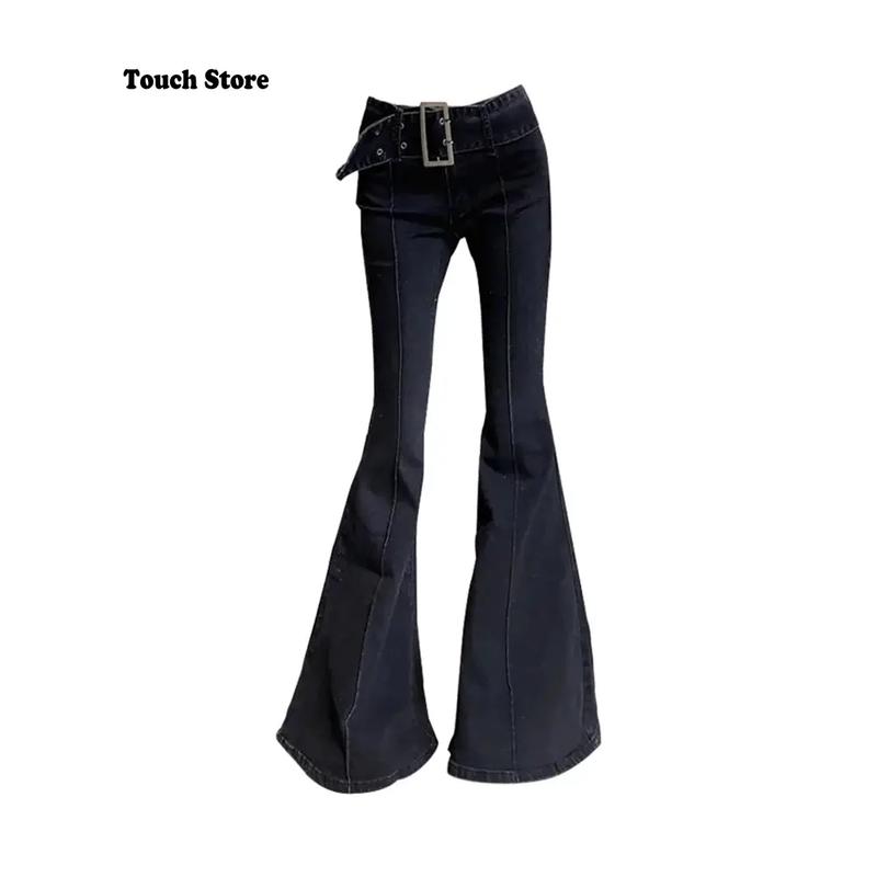 Womens Japanese Y2K Streetwear Harajuku Bell Bottoms, Denim Womens Japanese Y2K Streetwear Harajuku Bell Bottoms, Denim