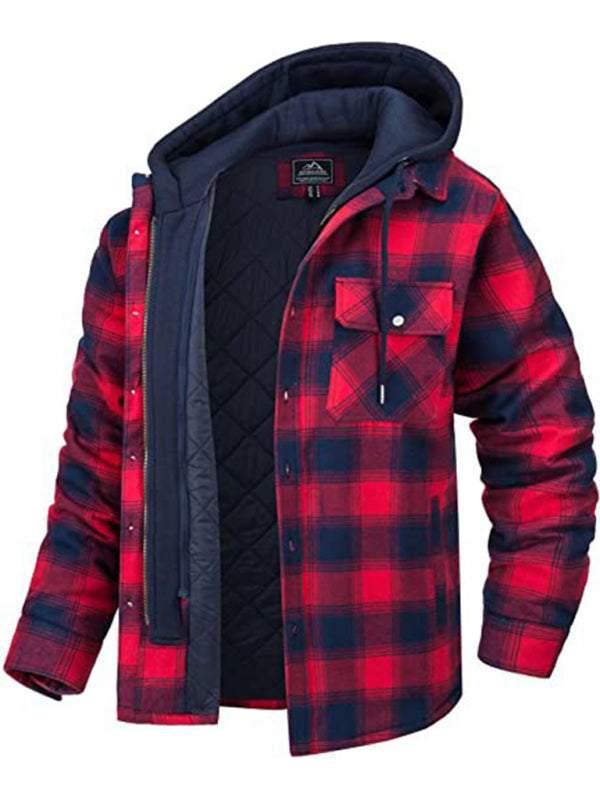 Plaid padded loose hooded jacket sale