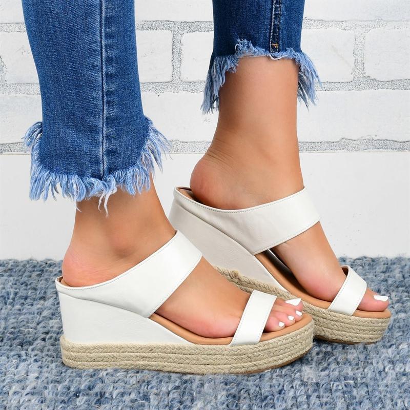 TikTok Shop Wedge Heel Slippers Casual Hemp Sandals High Heel Shoes for Comfort Style