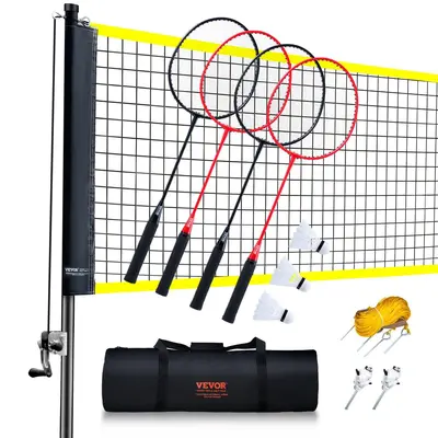 Set Badminton Enovi EasyGo - 4 Racchette, Rete, Volani, Contenitore Portatile - Foto 8