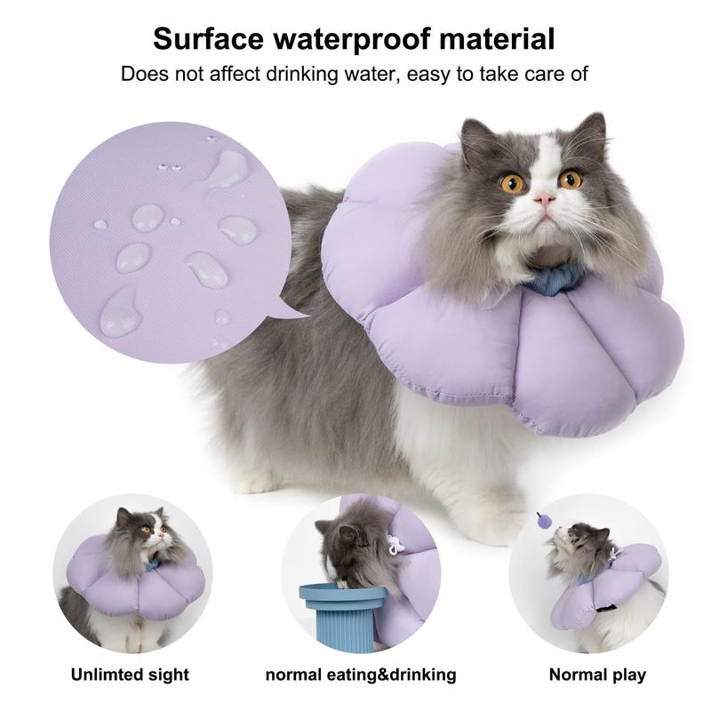 TikTok Shop Cat Cone Collar Cute Waterproof Cat Recovery Collar Anti Bite Lick Wound Healing Safety Elizabethan e Collar for Cats Purple Flower All Season Style