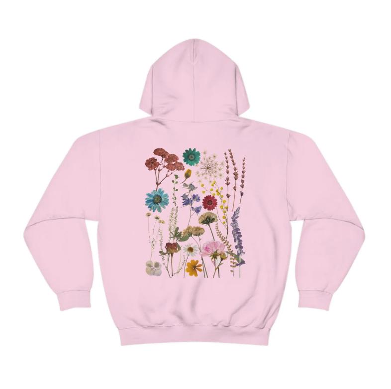 TikTok Shop Vintage Pressed Pressed Flowers Hoodie Girls Floral Hoodie Wildflower Hoodie Trendy Hoodie