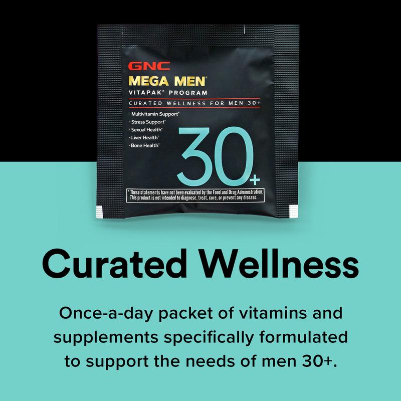 Product Introduction of GNC Mega Men's 30+ Vitapak, 5-in-1, Multivitamin, Stress & Bone Support, 30 Count, Healthcare, Edible Dietary Supplement, Overall Wellness, Springtok 2