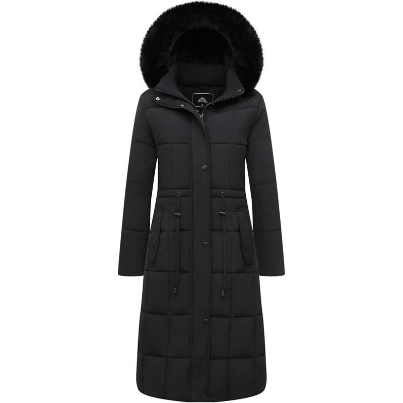 TikTok Shop Women s Water Resistant Long Winter Coat Thickened Down Alternative Jacket Warm Puffer Jacket Hooded Parka