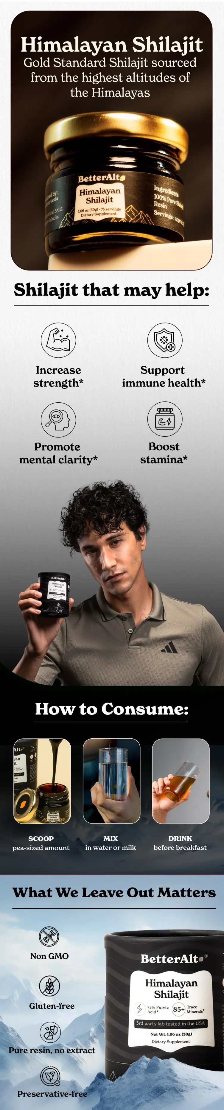 Product Introduction of BetterAlt Pure Himalayan Shilajit Resin | Himalayan Superfood | Lab-Tested for Purity | Helps Build Energy Levels | 75 Servings | Dietary Supplement 0