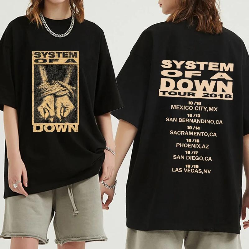 TikTok Shop System of A Down Tour 2018 Rock Band T Shirt for Men Women 90s Vintage Hip Hop Short Sleeve New Fashion Unisex T shirts Tops Gift for fans MIIEAD20