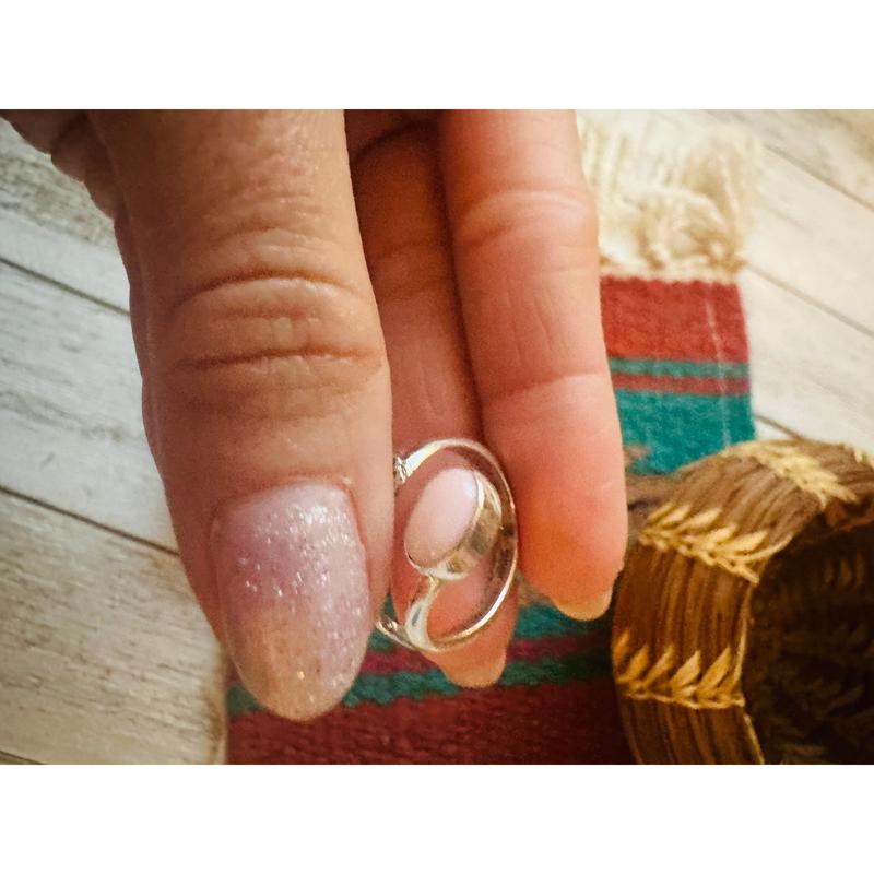 Radiant Native American Navajo Inlay Kingman Turquoise Synthetic Opal Sterling Silver Ring Radiant Native American Navajo Inlay Kingman Turquoise Synthetic Opal Sterling Silver Ring