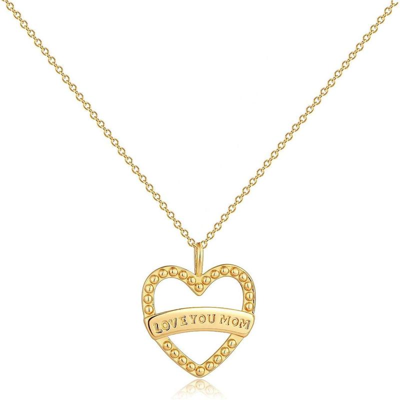 14k Yellow retailer Gold Angel Mom Heart Pendant Charm