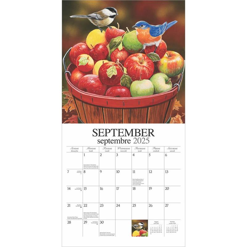 Feathered Friends | Amis a Plumes | 2025 12 x 24 Inch Monthly Square Wall Calendar | English/French Bilingual | Featuring the Artwork of William Vanderdasson | Hopper Studios | Wildlife Animals Birds 3