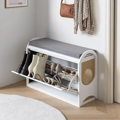 Ikea Shoe White Shoe Cabinet With Seat Ikea Cabinets Bench TikTok Shop