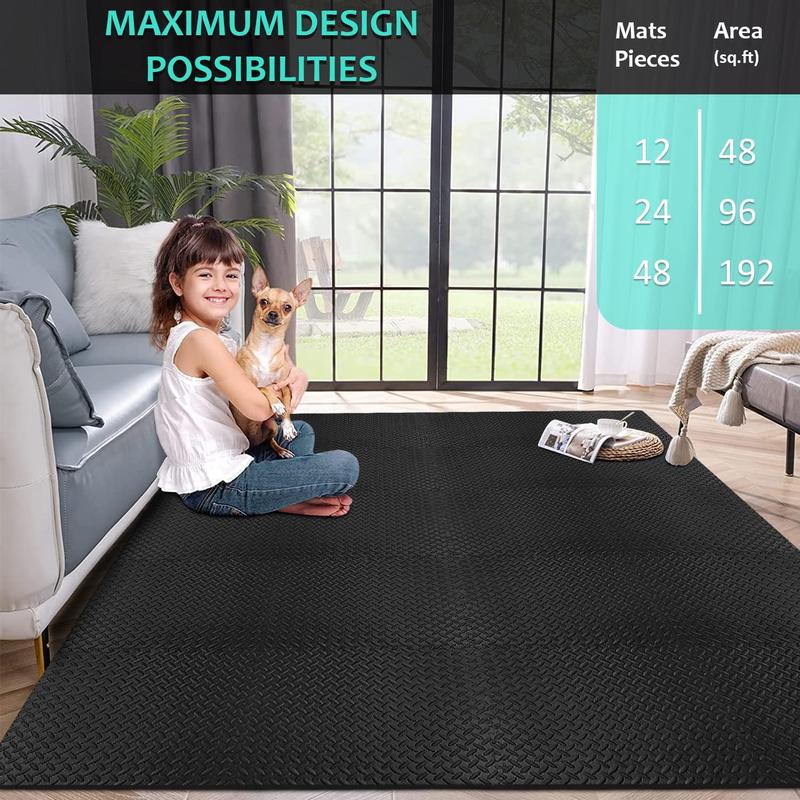 TikTok Shop BEAUTYOVO Puzzle Exercise Mat with 12 24 48 Tiles Interlocking Foam Gym Mats 24 x 24 EVA Foam Floor Tiles Protective Flooring Mats for Gym Equipment