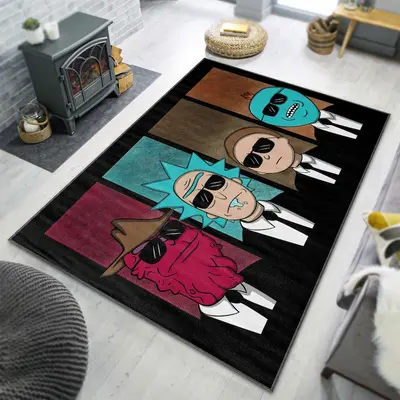 Rick Morty Rectangle Rug Rick And Morty Living Room, Kids Rug, Kids Room Rug, outlet Nursery Rug, Play Rug, Custom Rug, Minimalist Rug, Child Room