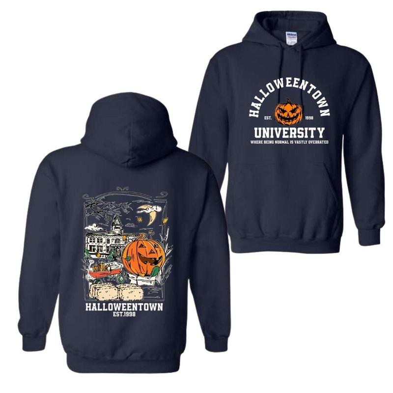 TikTok Shop Halloweentown University Hoodie Halloween Town Est 1998 Hoodie Pumpkin Shirt Womens Halloween Hoodie