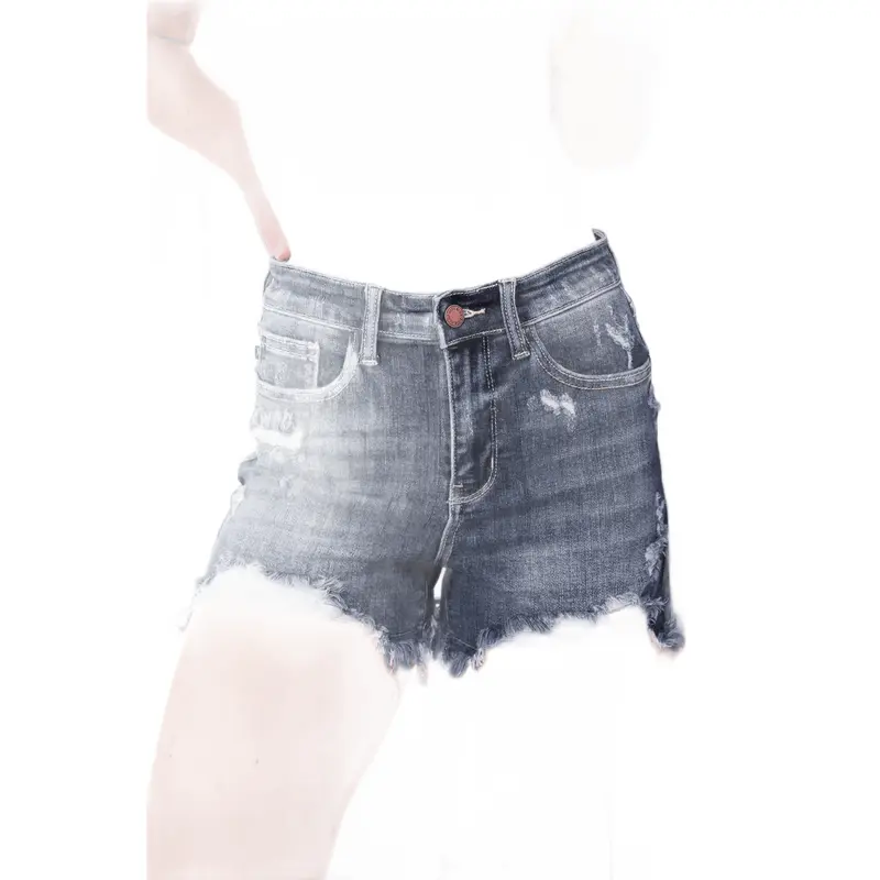 Judy Blue Hot Girl Summer Dark Wash Destroyed Fray Hem Shorts 0