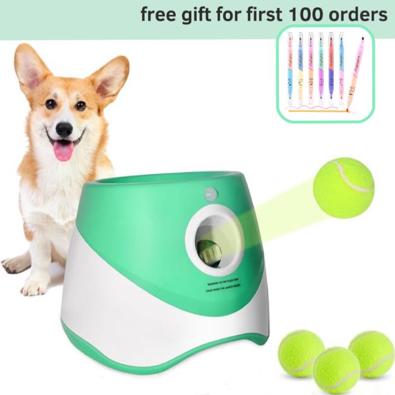 TikTok Shop Automatic Dog Ball Launcher Dog Ball Thrower with 3 Launching Distance Dew Dog Toy 3 Mini Tennis Balls 2 inch Included Interactive Dog Toys for Small Medium Dogs Indoor