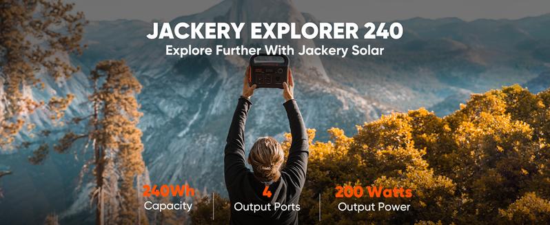 Jackery Portable Power Station Explorer 240, 240Wh Backup Lithium Battery,  110V/200W Pure Sine Wave AC Outlet, Solar Generator for Outdoors Camping