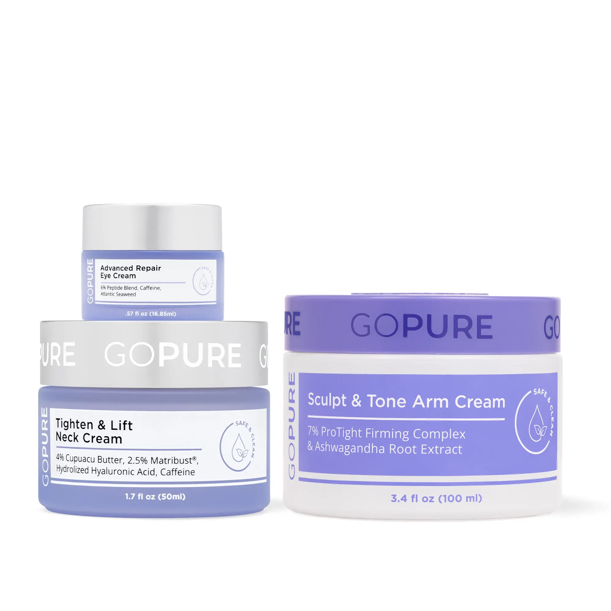 GOPURE Tighten Up Routine - Tighten & Lift Neck Cream + Sculpt & Tone Arm Cream + Advanced Repair Eye Cream