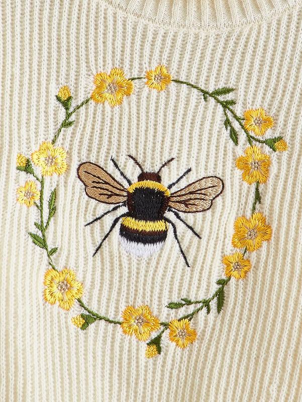 Embroidered bee sweater best sale