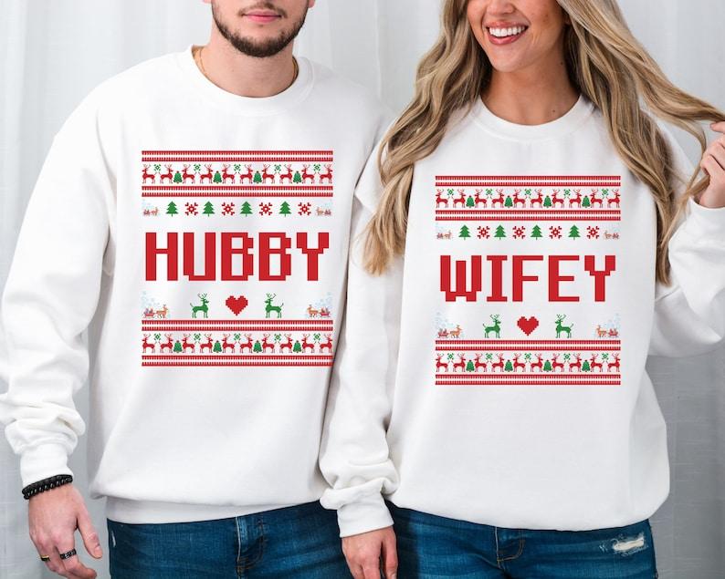 Hubby wifey fashion christmas sweaters